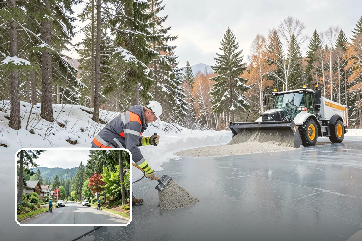 Condominium Parking Lot Snow Removal in Darrington, Snohomish County, WA - Owner and guest stalls are cleared without residents shoveling their own spaces