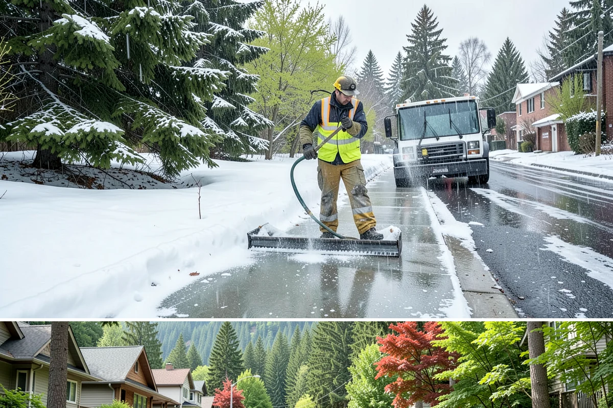 Condominium Parking Lot Snow Removal in Darrington, Snohomish County, WA - Condominium lots in the Puget Sound region see peak snow activity from mid-December through February during repeated freeze-thaw...