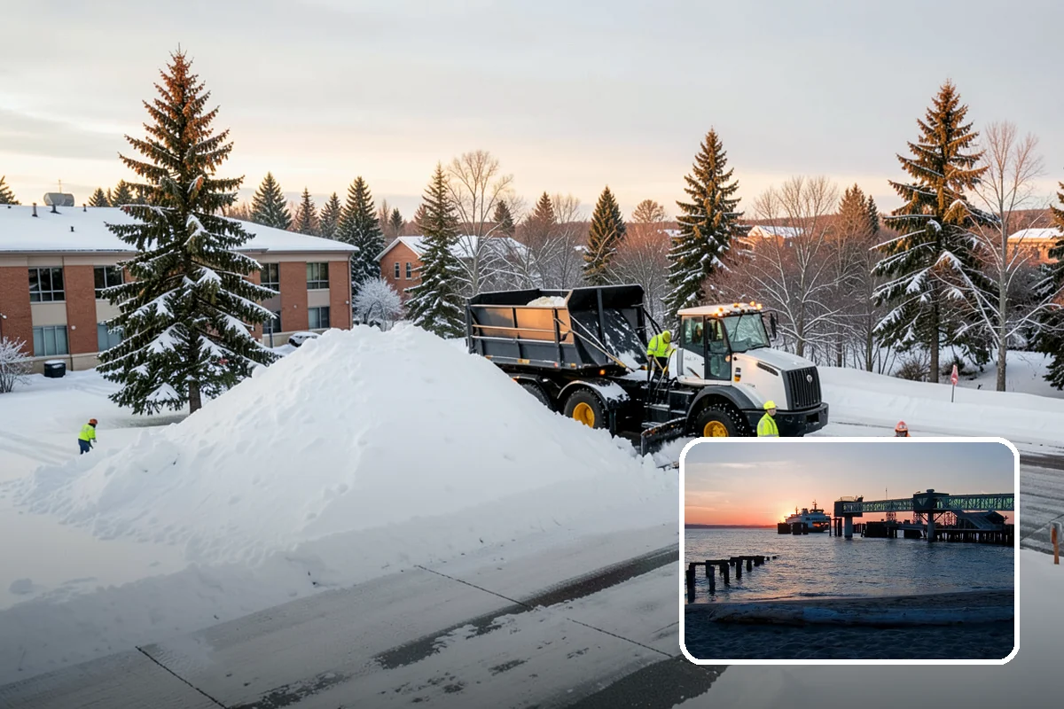 Condominium Parking Lot Snow Removal in Edmonds, Snohomish County, WA - Owner and guest stalls are cleared without residents shoveling their own spaces