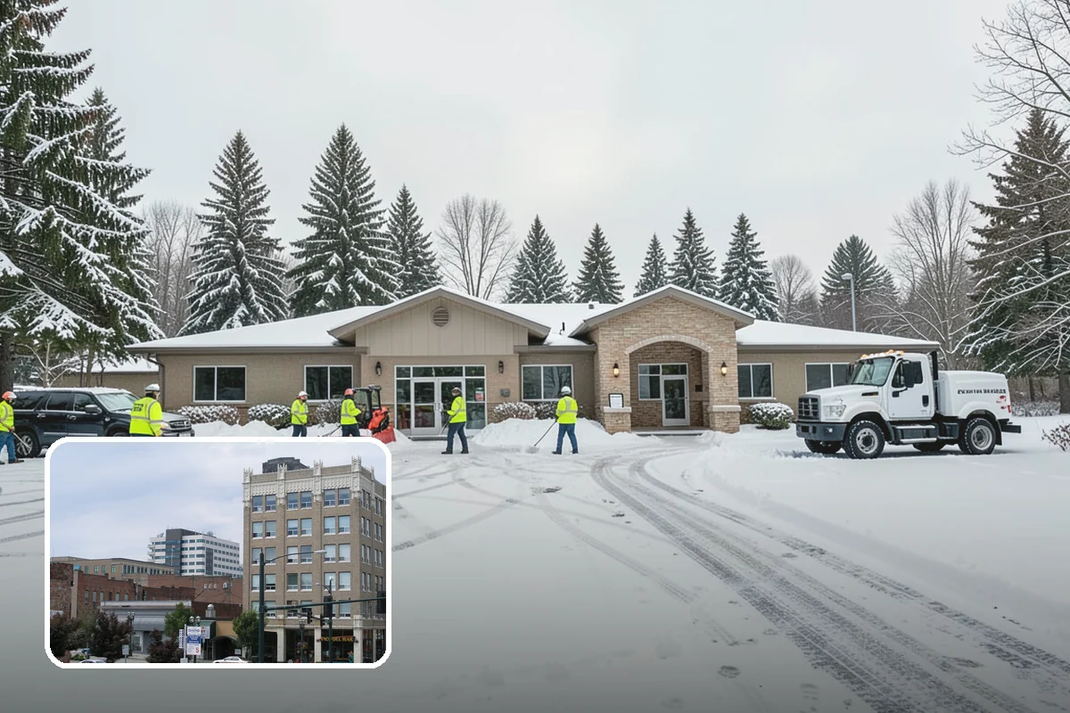 Condominium Parking Lot Snow Removal in Everett, Snohomish County, WA - Owner and guest stalls are cleared without residents shoveling their own spaces