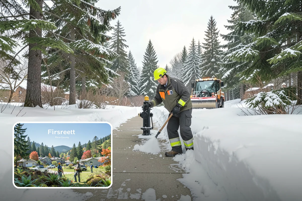 Condominium Parking Lot Snow Removal in Fircrest, Pierce County, WA - Owner and guest stalls are cleared without residents shoveling their own spaces