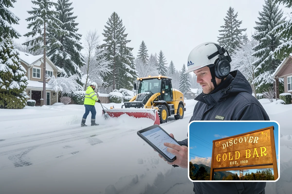 Condominium Parking Lot Snow Removal in Gold Bar, Snohomish County, WA - Owner and guest stalls are cleared without residents shoveling their own spaces