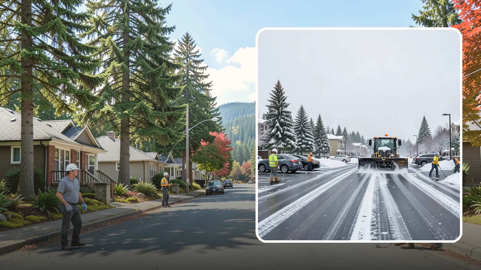 Condominium Parking Lot Snow Removal in Hunts Point, King County, WA - We keep condominium owner and guest lots clear so residents protect their own vehicles during Western Washington snow events.