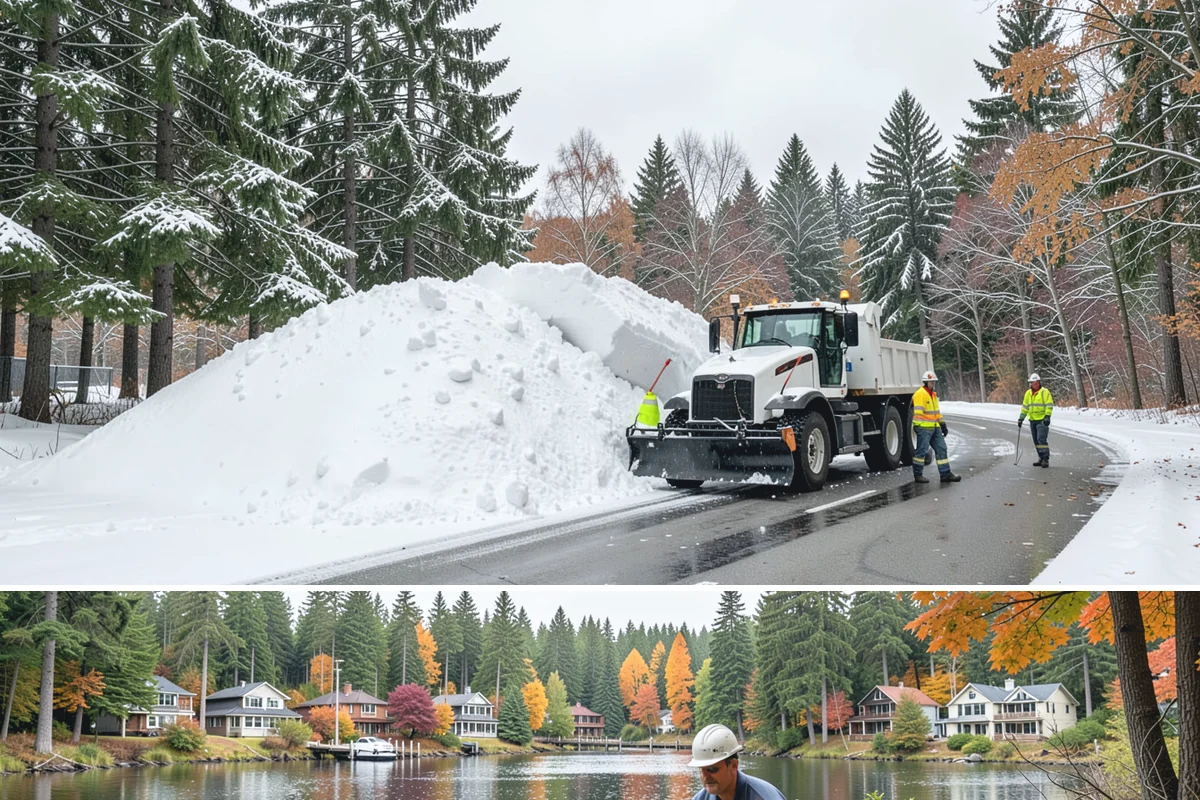 Condominium Parking Lot Snow Removal in La Conner, Skagit County, WA - Condominium lots in the Puget Sound region see peak snow activity from mid-December through February during repeated freeze-thaw...