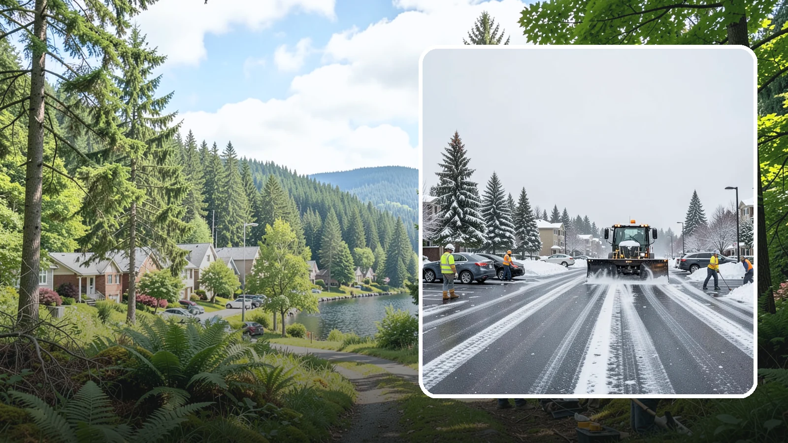Condominium Parking Lot Snow Removal in Lake Forest Park, King County, WA - We keep condominium owner and guest lots clear so residents protect their own vehicles during Western Washington snow events.