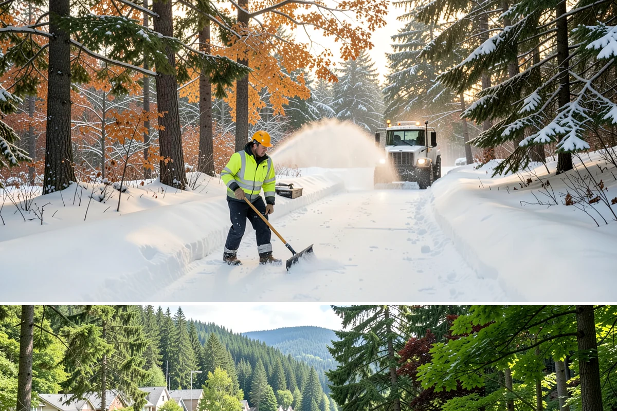 Condominium Parking Lot Snow Removal in Lake Forest Park, King County, WA - Condominium lots in the Puget Sound region see peak snow activity from mid-December through February during repeated freeze-thaw...
