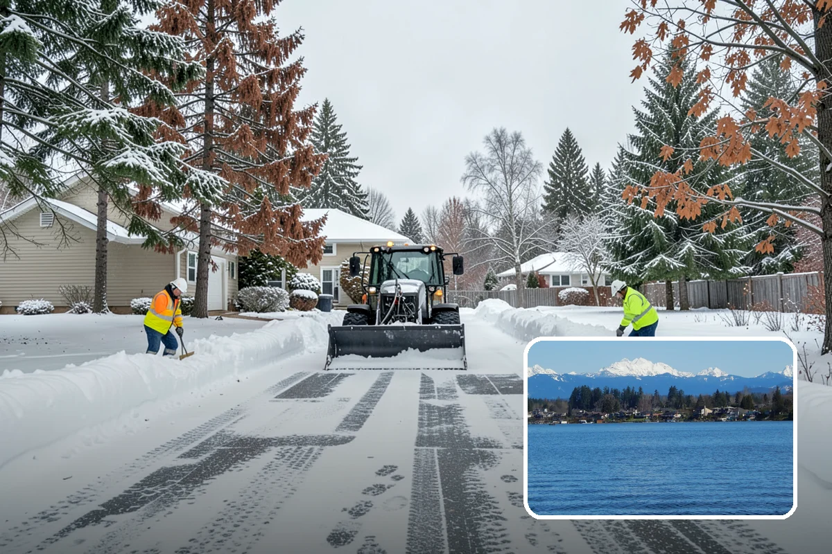 Condominium Parking Lot Snow Removal in Lake Stevens, Snohomish County, WA - Owner and guest stalls are cleared without residents shoveling their own spaces