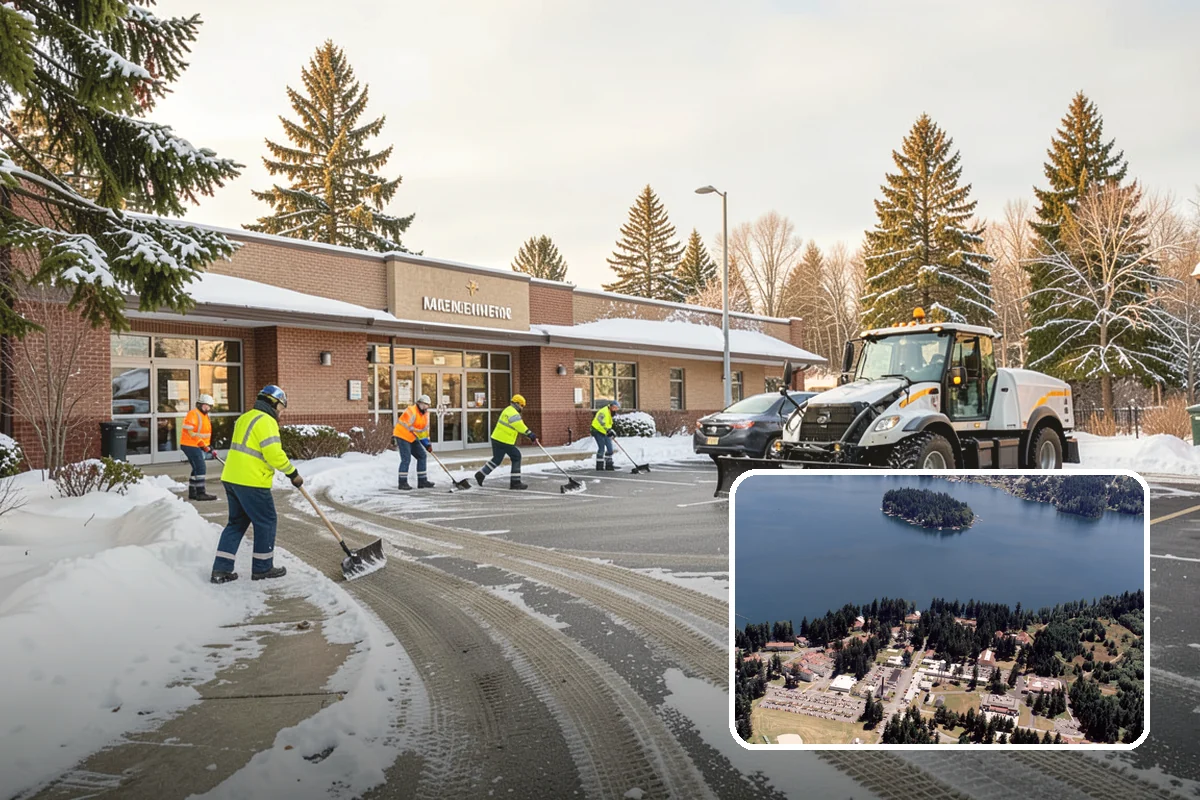 Condominium Parking Lot Snow Removal in Lakewood, Pierce County, WA - Owner and guest stalls are cleared without residents shoveling their own spaces