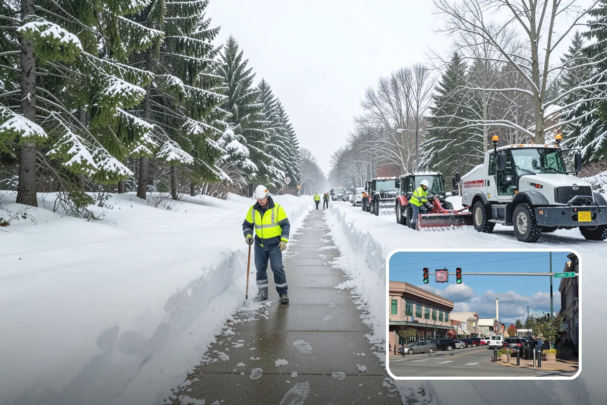Condominium Parking Lot Snow Removal in Monroe, Snohomish County, WA - Owner and guest stalls are cleared without residents shoveling their own spaces