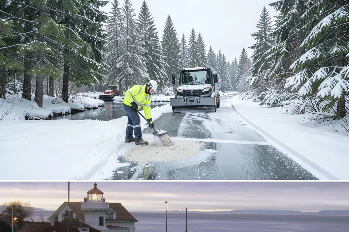 Condominium Parking Lot Snow Removal in Mukilteo, Snohomish County, WA - Condominium lots in the Puget Sound region see peak snow activity from mid-December through February during repeated freeze-thaw...