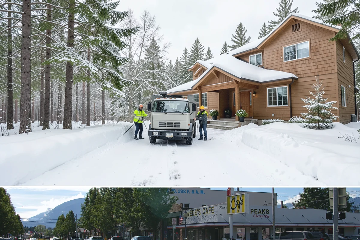 Condominium Parking Lot Snow Removal in North Bend, King County, WA - Condominium lots in the Puget Sound region see peak snow activity from mid-December through February during repeated freeze-thaw...