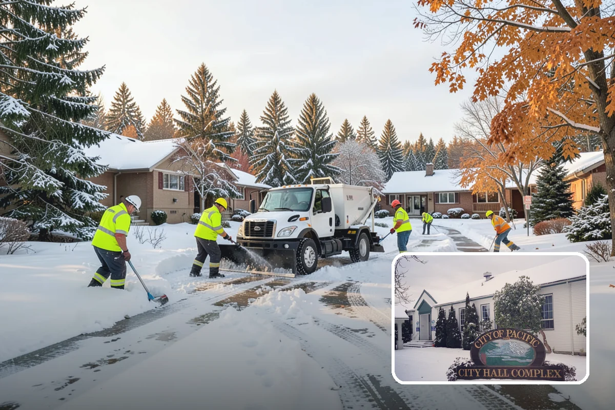 Condominium Parking Lot Snow Removal in Pacific, King County, WA - Owner and guest stalls are cleared without residents shoveling their own spaces