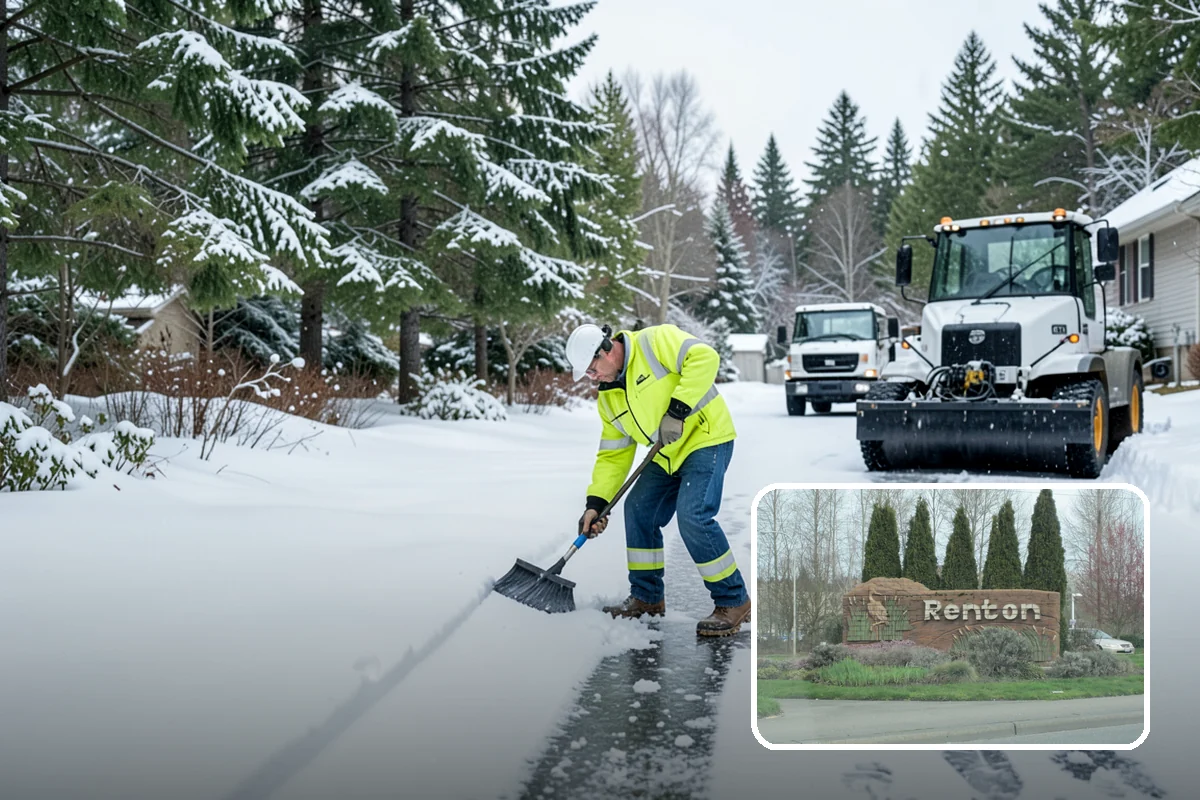 Condominium Parking Lot Snow Removal in Renton, King County, WA - Owner and guest stalls are cleared without residents shoveling their own spaces
