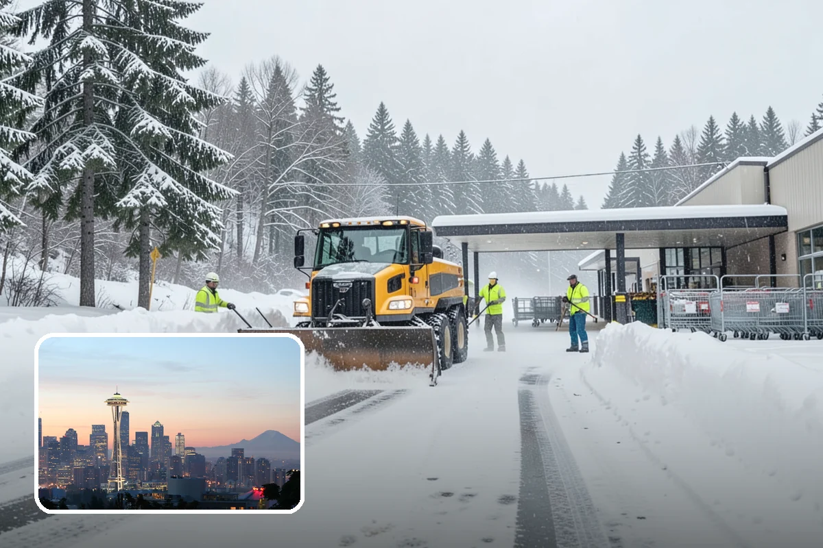 Condominium Parking Lot Snow Removal in Seattle, King County, WA - Owner and guest stalls are cleared without residents shoveling their own spaces