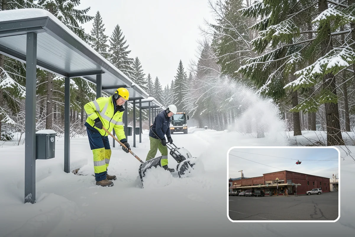Condominium Parking Lot Snow Removal in Sedro-Woolley, Skagit County, WA - Owner and guest stalls are cleared without residents shoveling their own spaces