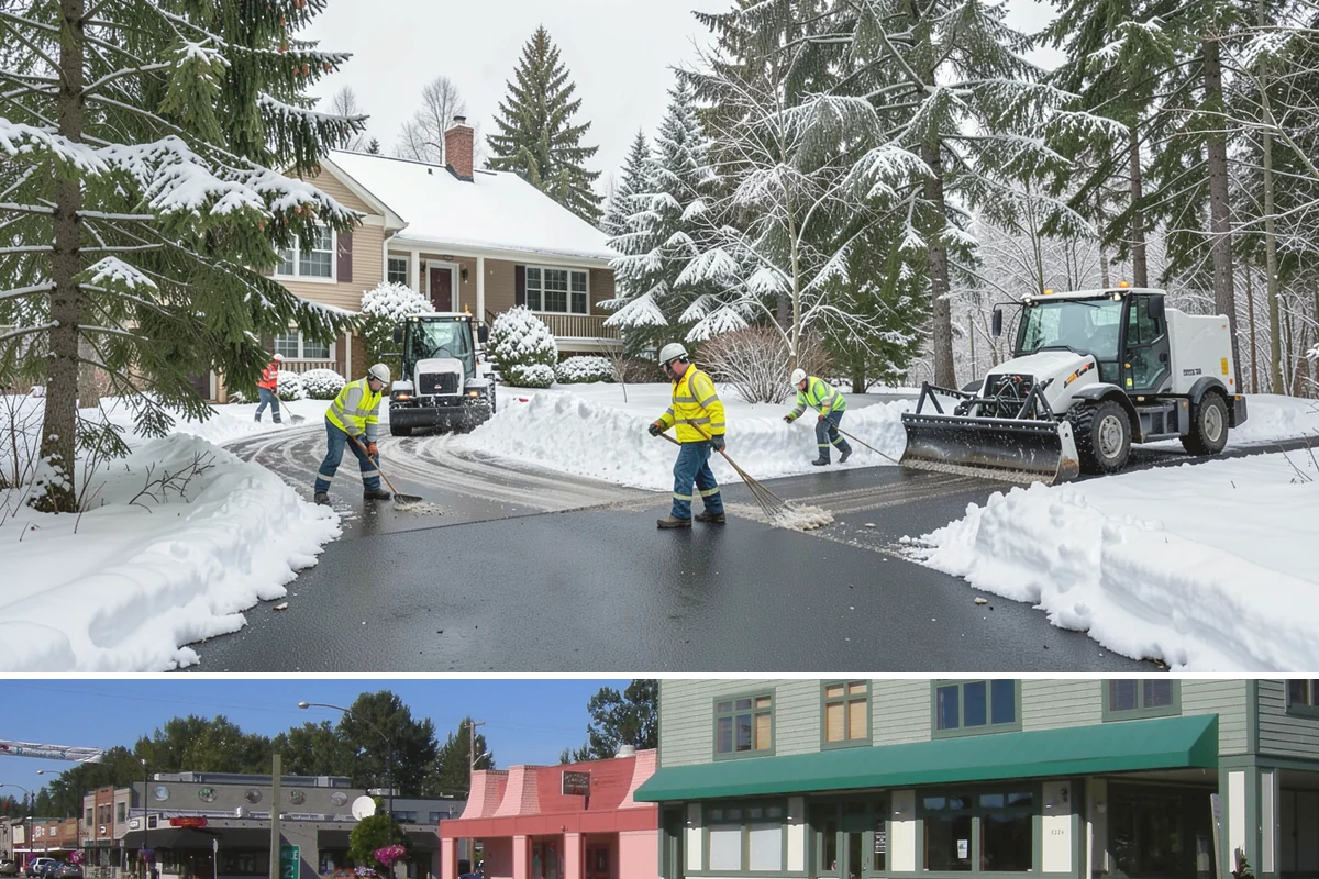 Condominium Parking Lot Snow Removal in Snoqualmie, King County, WA - Condominium lots in the Puget Sound region see peak snow activity from mid-December through February during repeated freeze-thaw...
