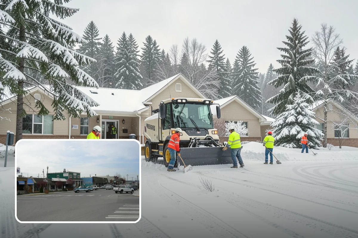 Condominium Parking Lot Snow Removal in Stanwood, Snohomish County, WA - Owner and guest stalls are cleared without residents shoveling their own spaces