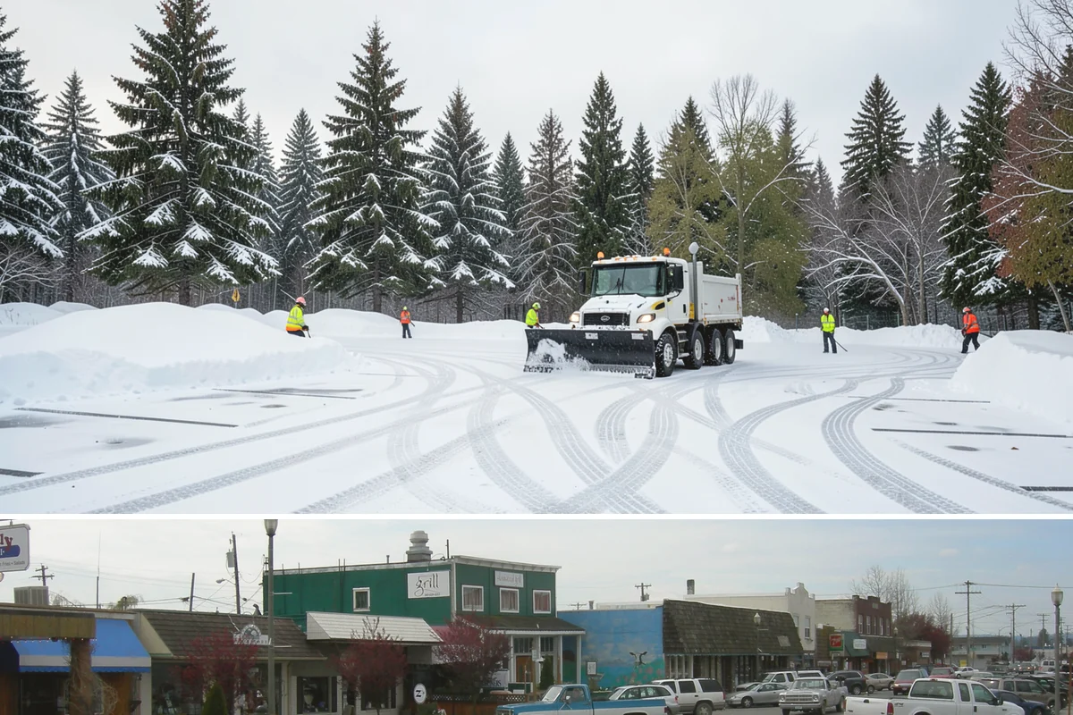 Condominium Parking Lot Snow Removal in Stanwood, Snohomish County, WA - Condominium lots in the Puget Sound region see peak snow activity from mid-December through February during repeated freeze-thaw...