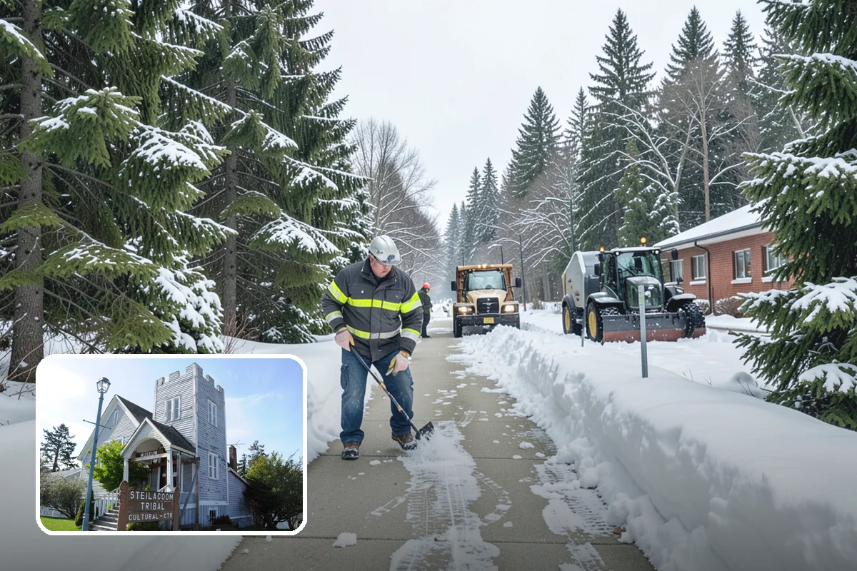Condominium Parking Lot Snow Removal in Steilacoom, Pierce County, WA - Owner and guest stalls are cleared without residents shoveling their own spaces