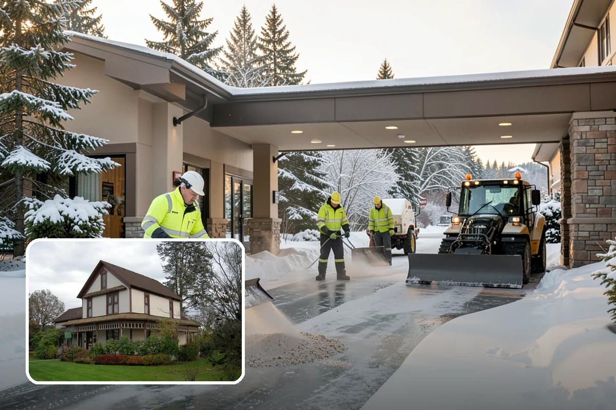 Condominium Parking Lot Snow Removal in Sumner, Pierce County, WA - Owner and guest stalls are cleared without residents shoveling their own spaces
