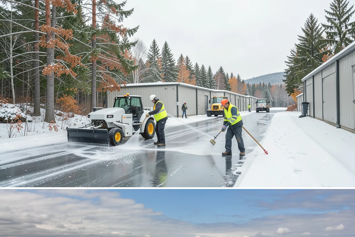 Condominium Parking Lot Snow Removal in University Place, Pierce County, WA - Condominium lots in the Puget Sound region see peak snow activity from mid-December through February during repeated freeze-thaw...
