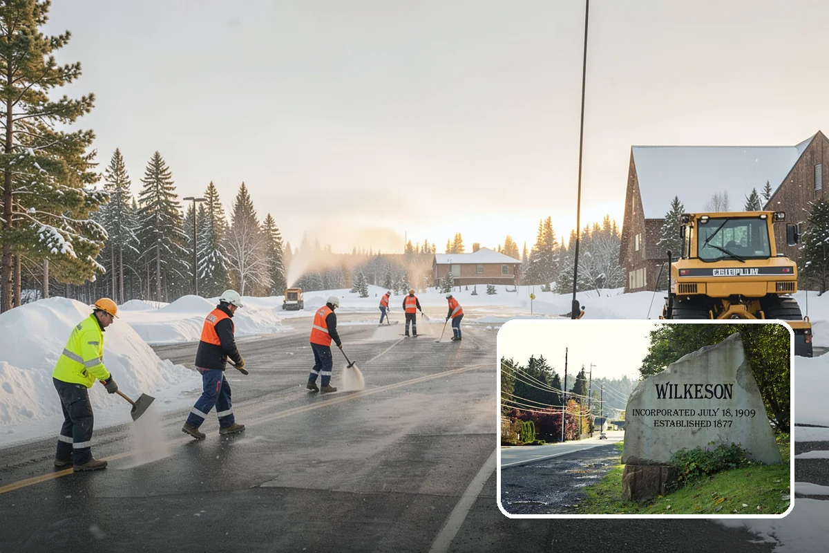Condominium Parking Lot Snow Removal in Wilkeson, Pierce County, WA - Owner and guest stalls are cleared without residents shoveling their own spaces