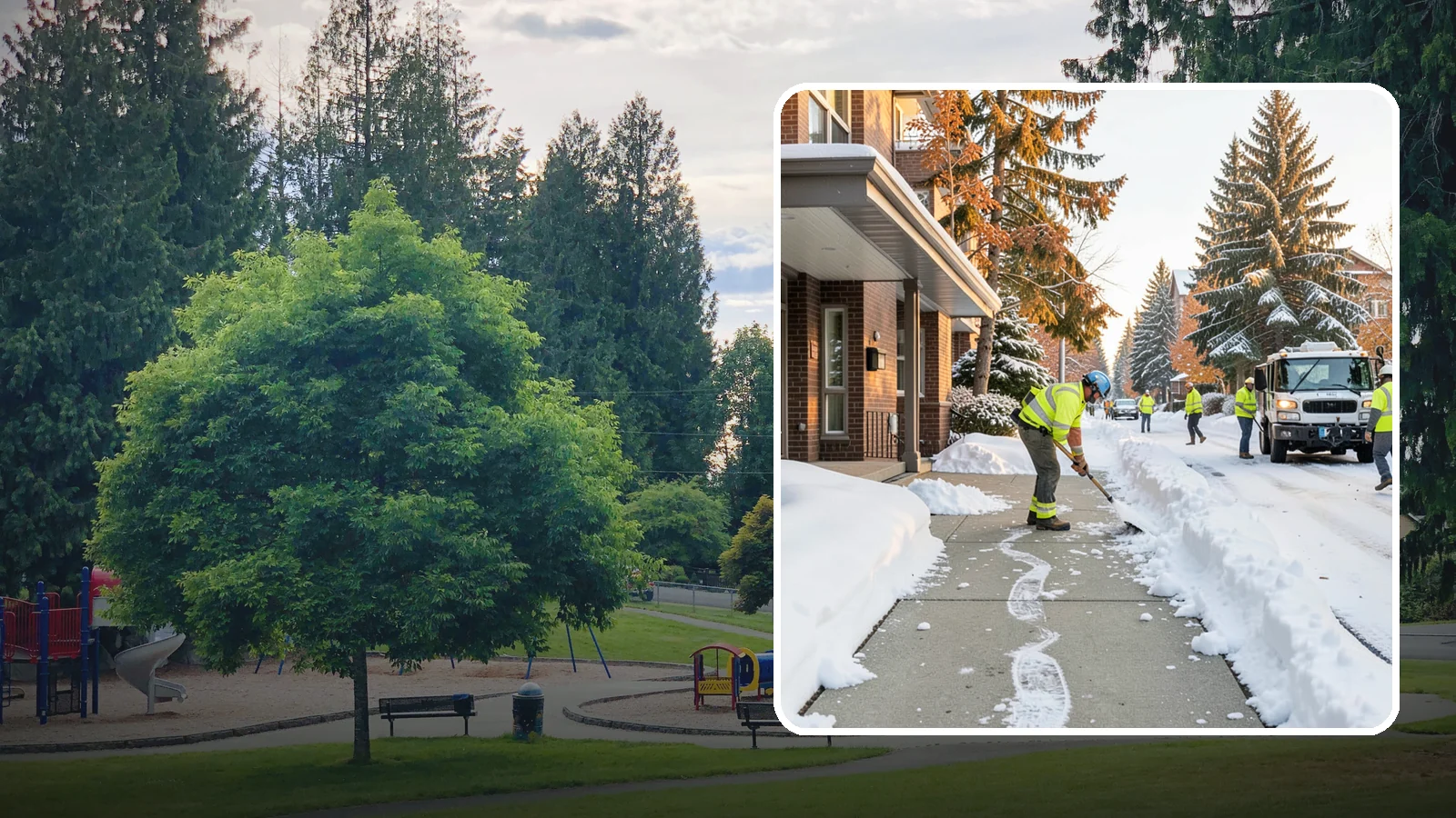 Condominium Sidewalk Clearing in Bonney Lake, Pierce County, WA - Common-area walkway clearing for Western Washington condominium associations that keeps shared entries and connector paths safe...