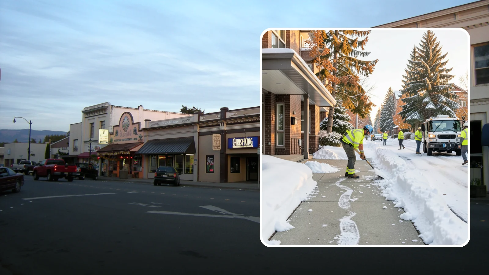 Condominium Sidewalk Clearing in Burlington, Skagit County, WA - Common-area walkway clearing for Western Washington condominium associations that keeps shared entries and connector paths safe...