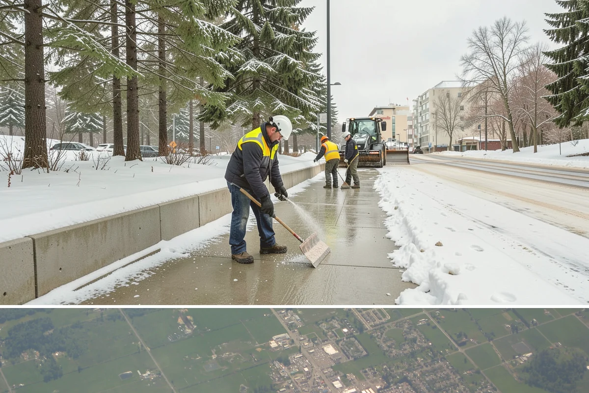 Condominium Sidewalk Clearing in Enumclaw, King County, WA - Condo associations see the greatest need from late fall through February, when freezing rain and refreeze cycles glaze shared...