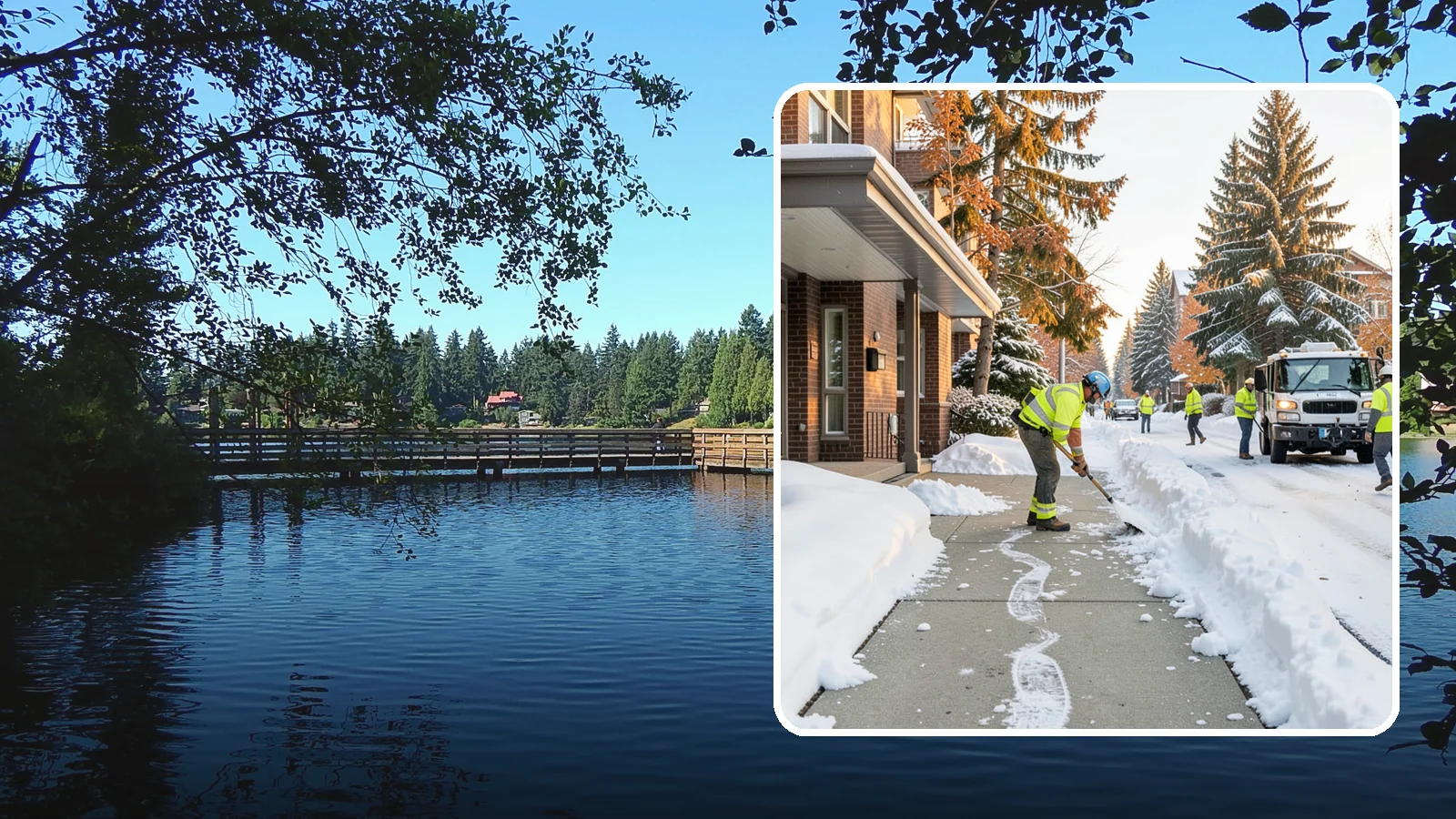 Condominium Sidewalk Clearing in Federal Way, King County, WA - Common-area walkway clearing for Western Washington condominium associations that keeps shared entries and connector paths safe...