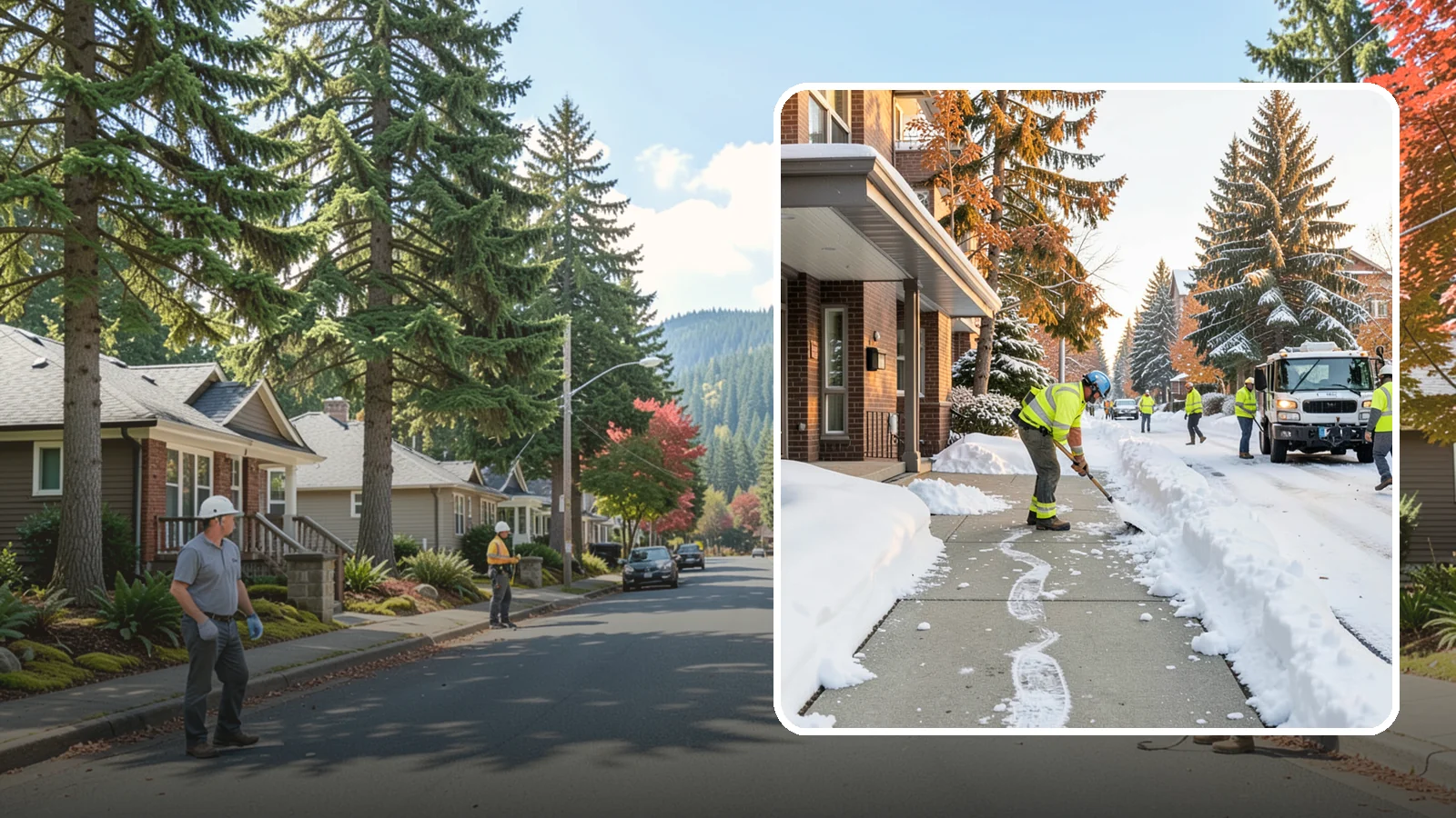 Condominium Sidewalk Clearing in Hunts Point, King County, WA - Common-area walkway clearing for Western Washington condominium associations that keeps shared entries and connector paths safe...