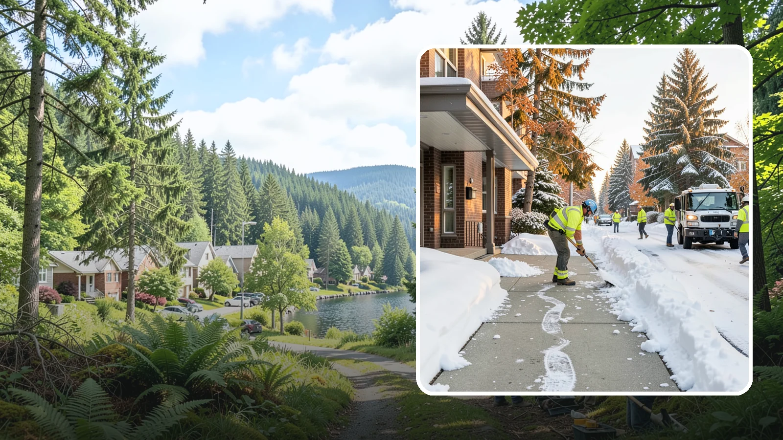 Condominium Sidewalk Clearing in Lake Forest Park, King County, WA - Common-area walkway clearing for Western Washington condominium associations that keeps shared entries and connector paths safe...