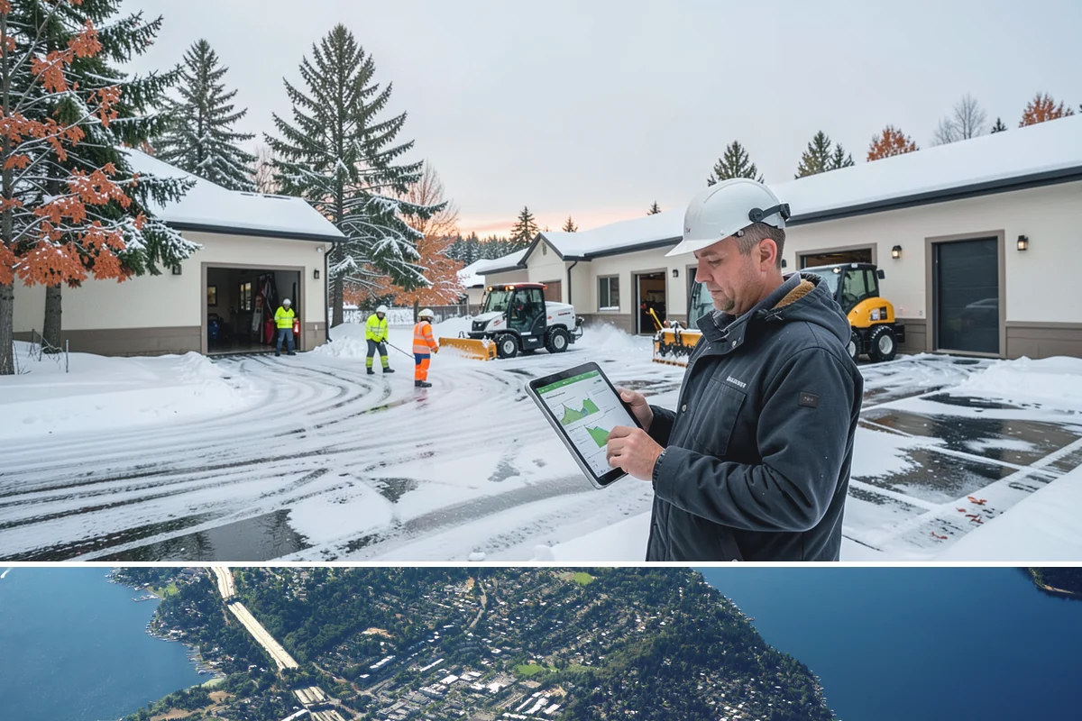 Condominium Sidewalk Clearing in Mercer Island, King County, WA - Condo associations see the greatest need from late fall through February, when freezing rain and refreeze cycles glaze shared...