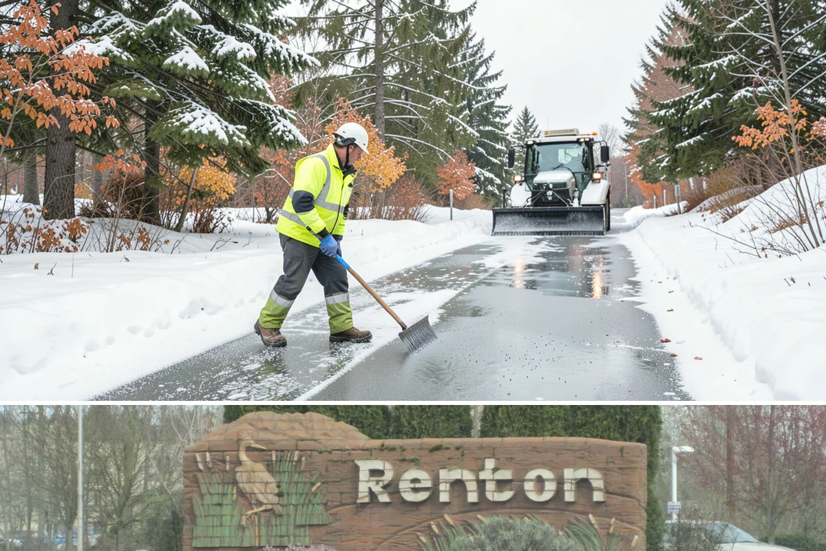 Condominium Sidewalk Clearing in Renton, King County, WA - Condo associations see the greatest need from late fall through February, when freezing rain and refreeze cycles glaze shared...