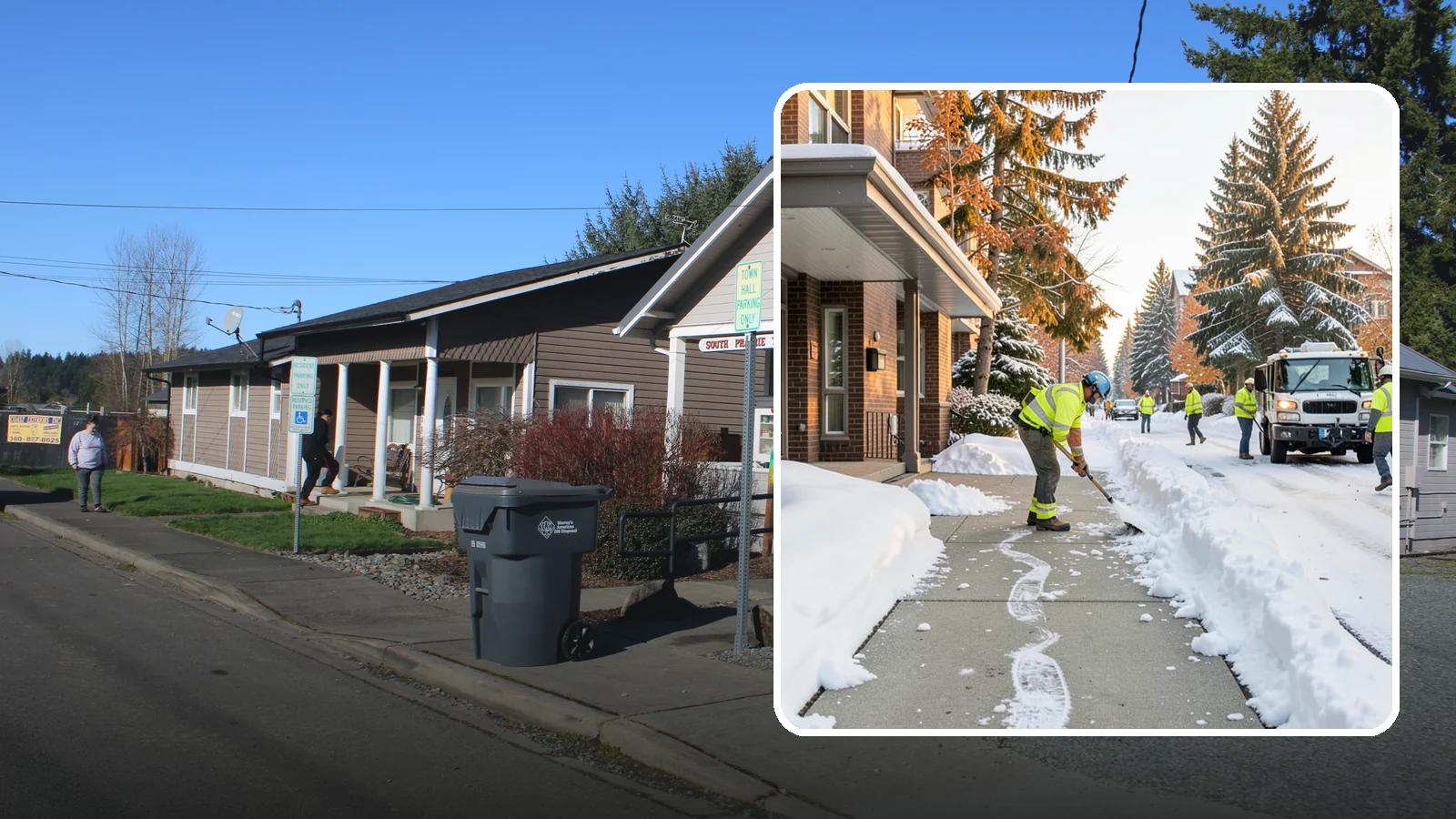 Condominium Sidewalk Clearing in South Prairie, Pierce County, WA - Common-area walkway clearing for Western Washington condominium associations that keeps shared entries and connector paths safe...