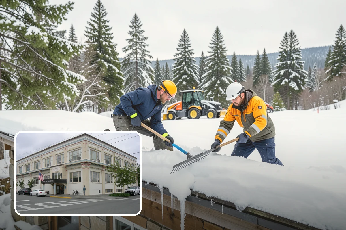 Condominium Snow Plowing in Anacortes, Skagit County, WA - Interior drive lanes and visitor stalls cleared without blocking deeded spaces