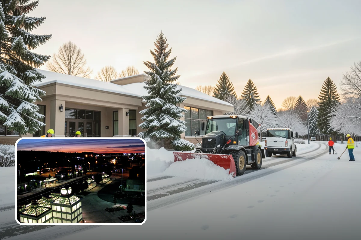 Condominium Snow Plowing in Auburn, King County, WA - Interior drive lanes and visitor stalls cleared without blocking deeded spaces