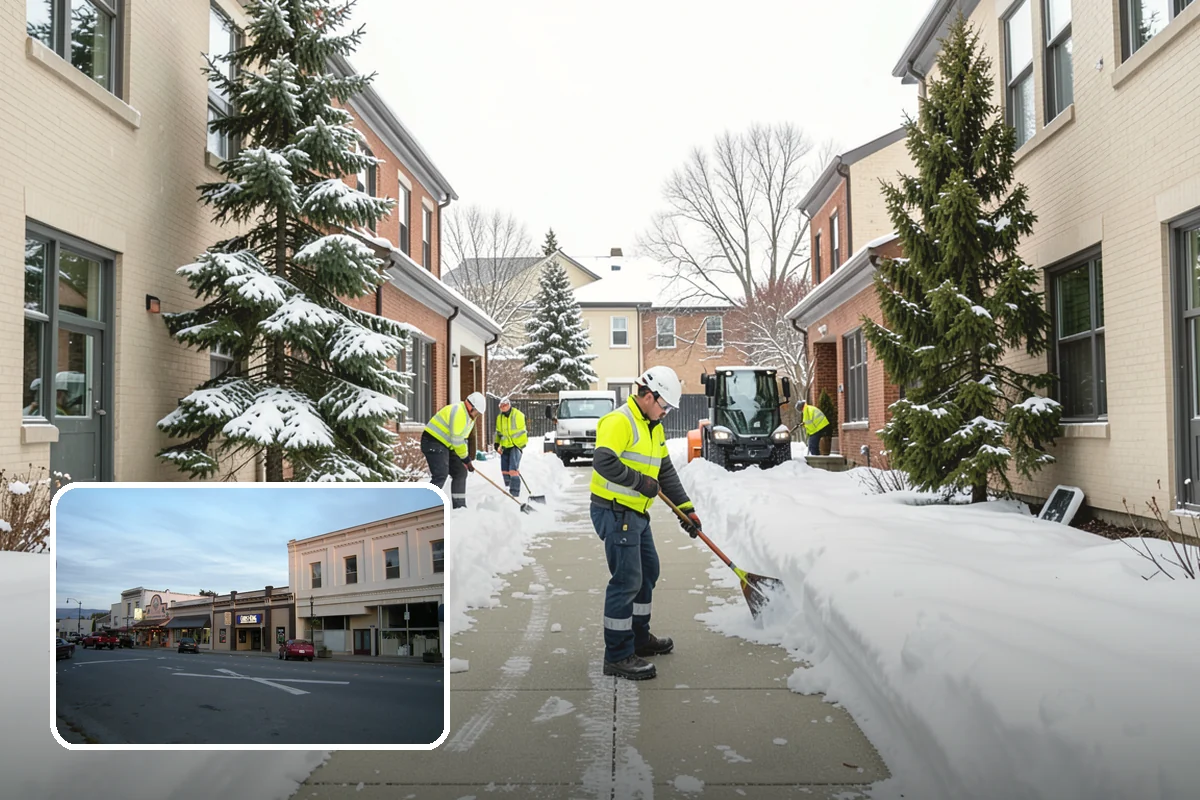 Condominium Snow Plowing in Burlington, Skagit County, WA - Interior drive lanes and visitor stalls cleared without blocking deeded spaces