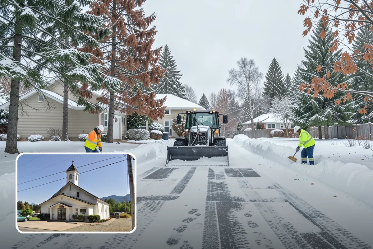 Condominium Snow Plowing in Concrete, Skagit County, WA - Interior drive lanes and visitor stalls cleared without blocking deeded spaces