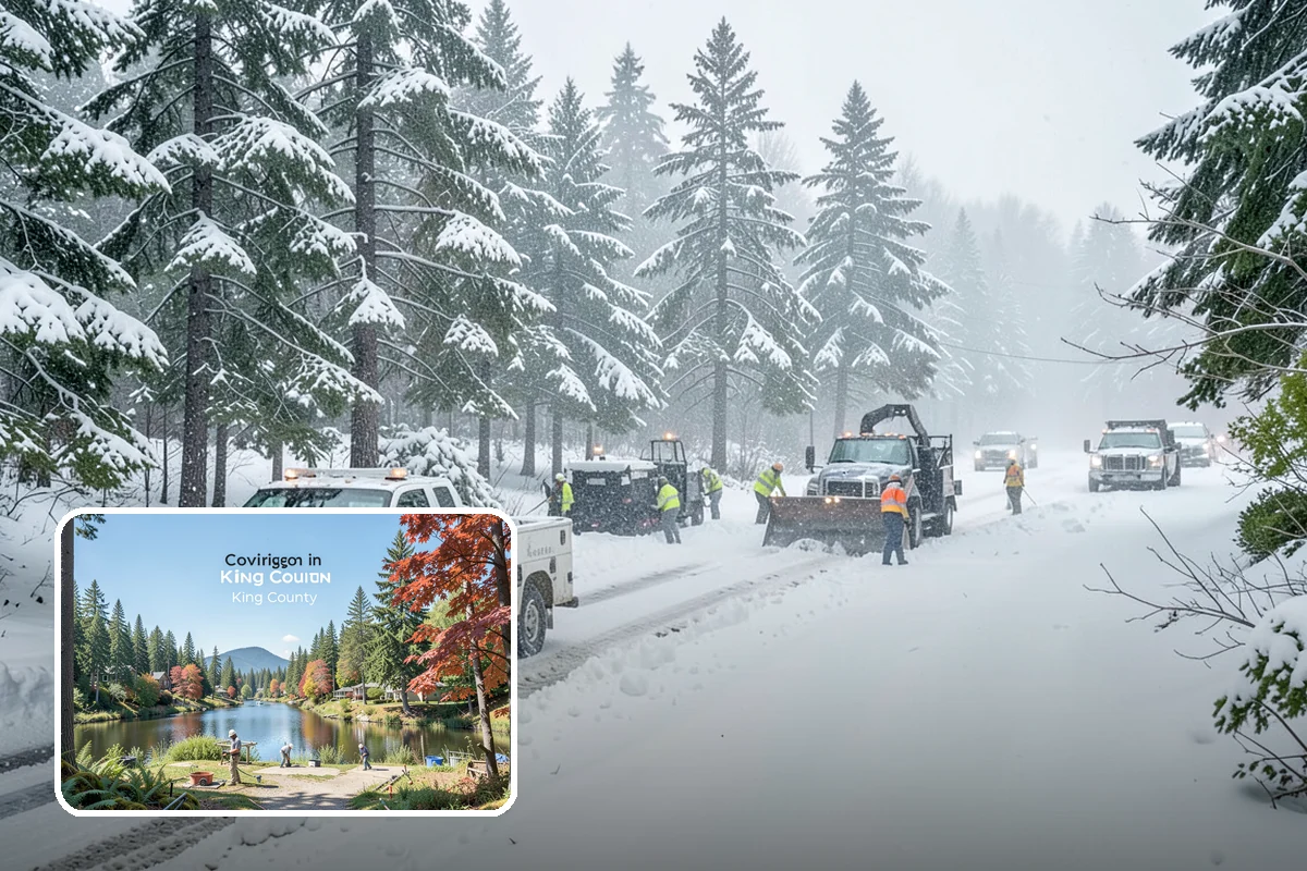 Condominium Snow Plowing in Covington, King County, WA - Interior drive lanes and visitor stalls cleared without blocking deeded spaces