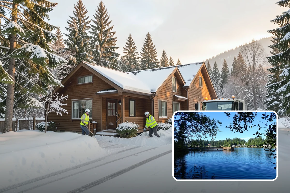 Condominium Snow Plowing in Federal Way, King County, WA - Interior drive lanes and visitor stalls cleared without blocking deeded spaces