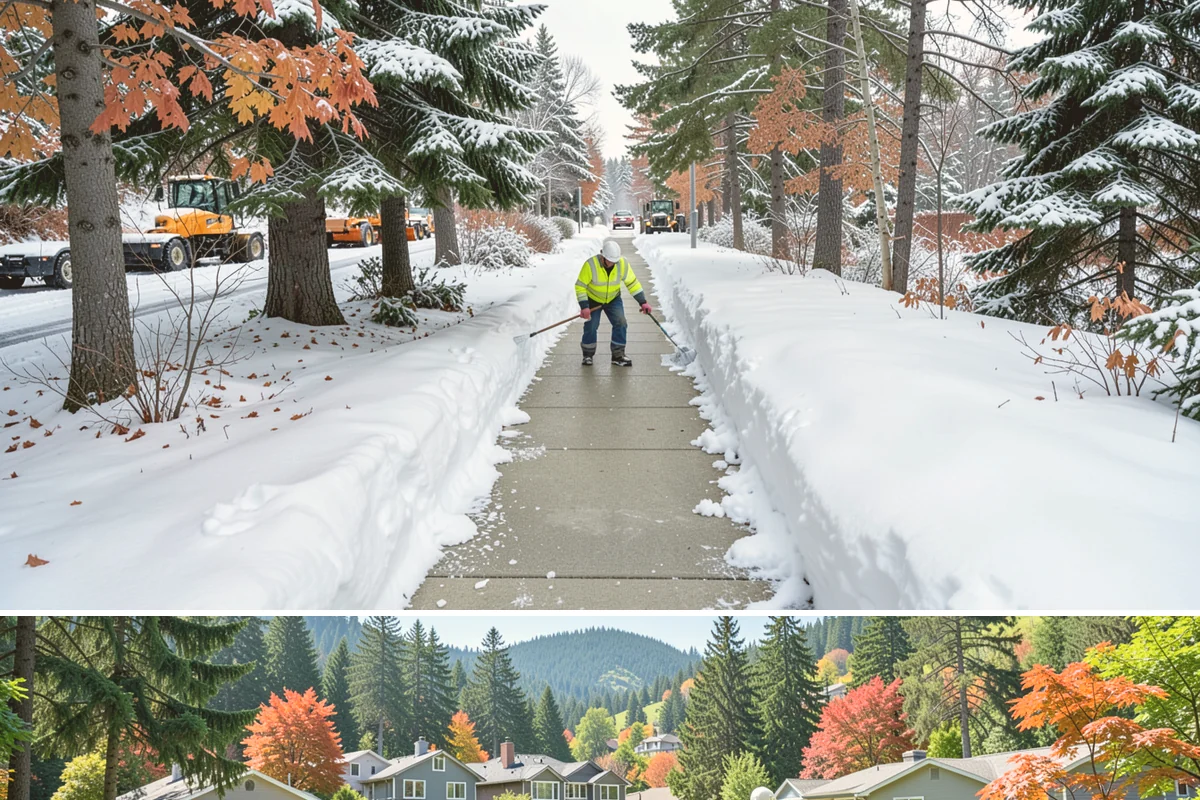 Condominium Snow Plowing in Fircrest, Pierce County, WA - Get on the schedule in autumn so your association is covered before the first freeze locks the courtyards in ice.