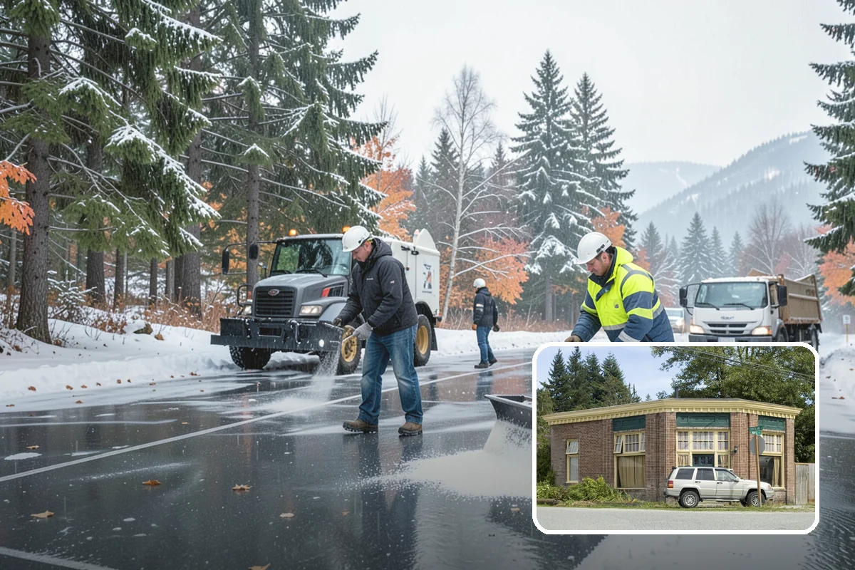 Condominium Snow Plowing in Hamilton, Skagit County, WA - Interior drive lanes and visitor stalls cleared without blocking deeded spaces
