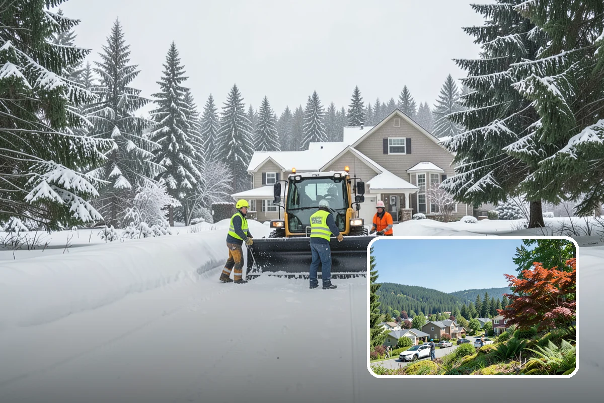 Condominium Snow Plowing in Index, Snohomish County, WA - Interior drive lanes and visitor stalls cleared without blocking deeded spaces