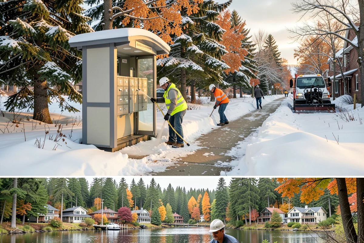Condominium Snow Plowing in La Conner, Skagit County, WA - Get on the schedule in autumn so your association is covered before the first freeze locks the courtyards in ice.