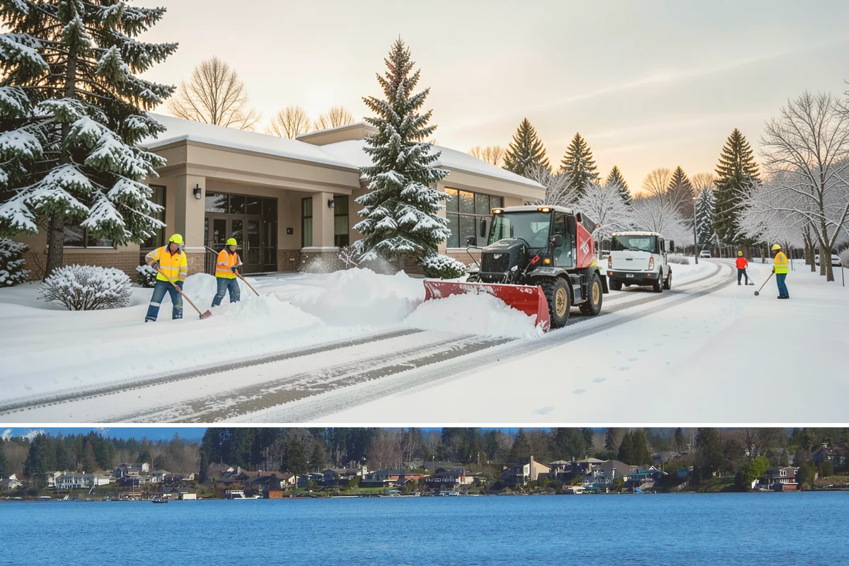 Condominium Snow Plowing in Lake Stevens, Snohomish County, WA - Get on the schedule in autumn so your association is covered before the first freeze locks the courtyards in ice.
