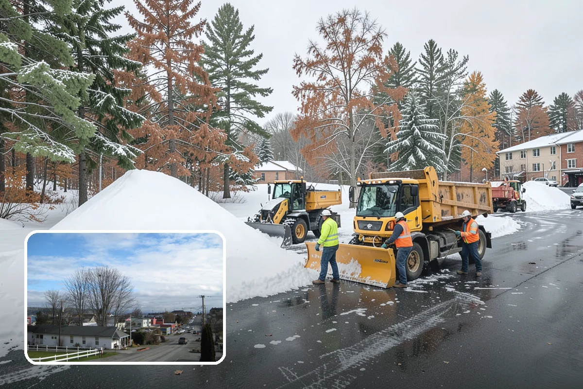 Condominium Snow Plowing in Langley, Island County, WA - Interior drive lanes and visitor stalls cleared without blocking deeded spaces