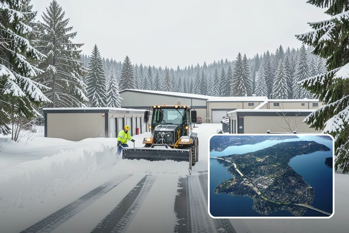 Condominium Snow Plowing in Mercer Island, King County, WA - Interior drive lanes and visitor stalls cleared without blocking deeded spaces