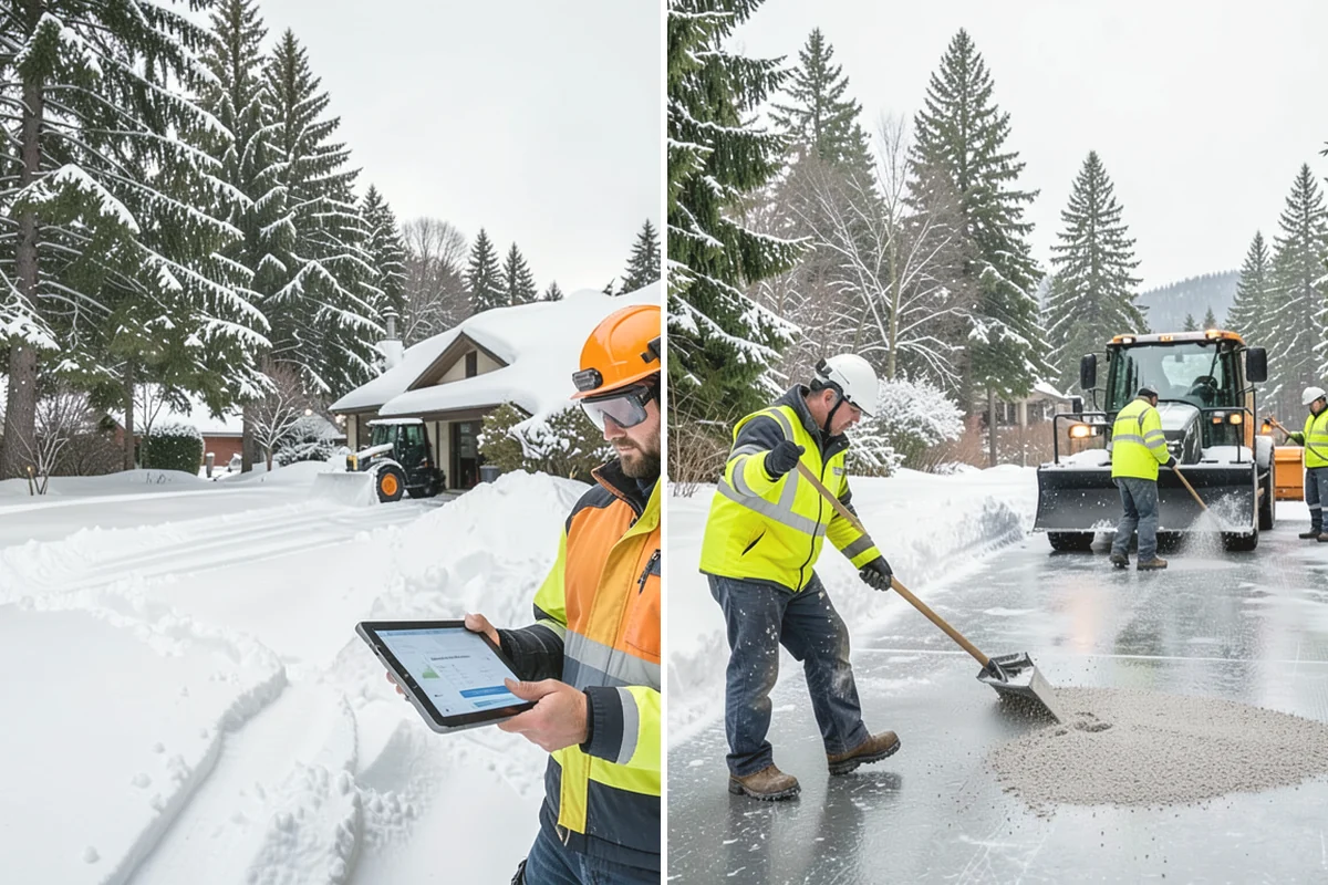 Condominium Snow Plowing in Mercer Island, King County, WA - Review the site plan to separate deeded stalls from common lanes and visitor parking