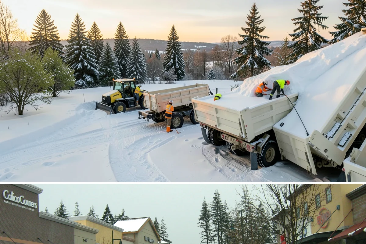 Condominium Snow Plowing in Mill Creek, Snohomish County, WA - Get on the schedule in autumn so your association is covered before the first freeze locks the courtyards in ice.